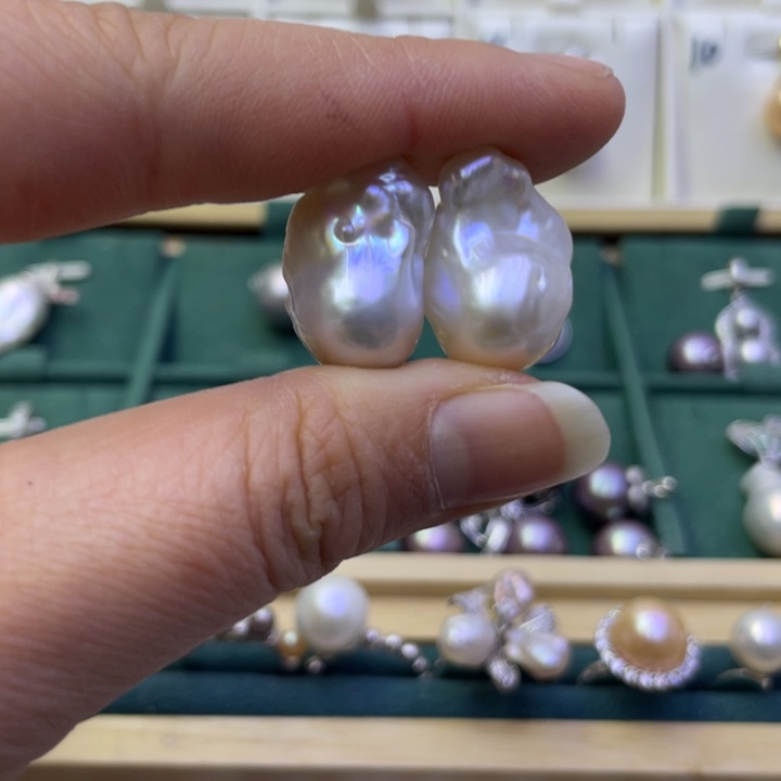 淡水珍珠耳饰银S925镶嵌