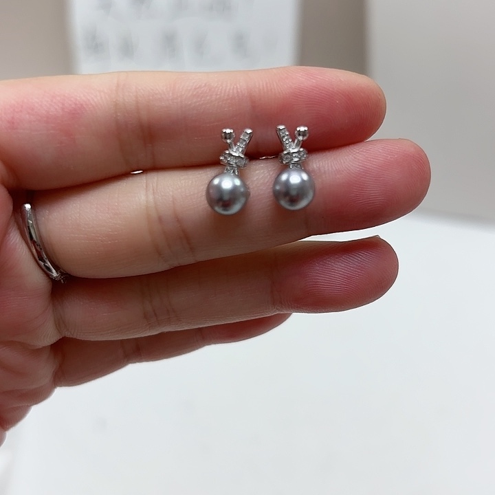 耳饰银S925镶嵌海水珍珠
