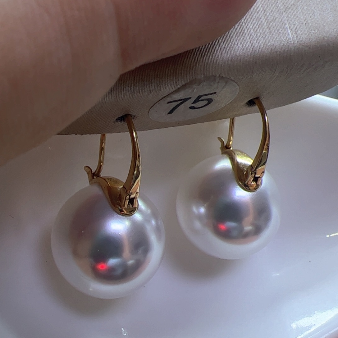 淡水珍珠耳饰18K金镶嵌