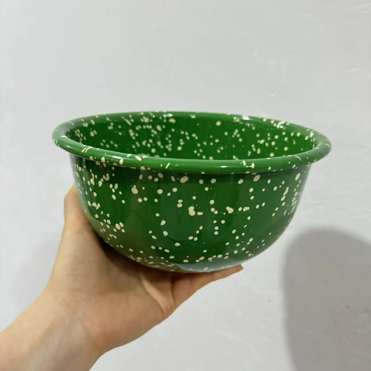 【黄撒点】 20厘米 亚马逊绿 内外泼墨 沙拉碗  耐高温 