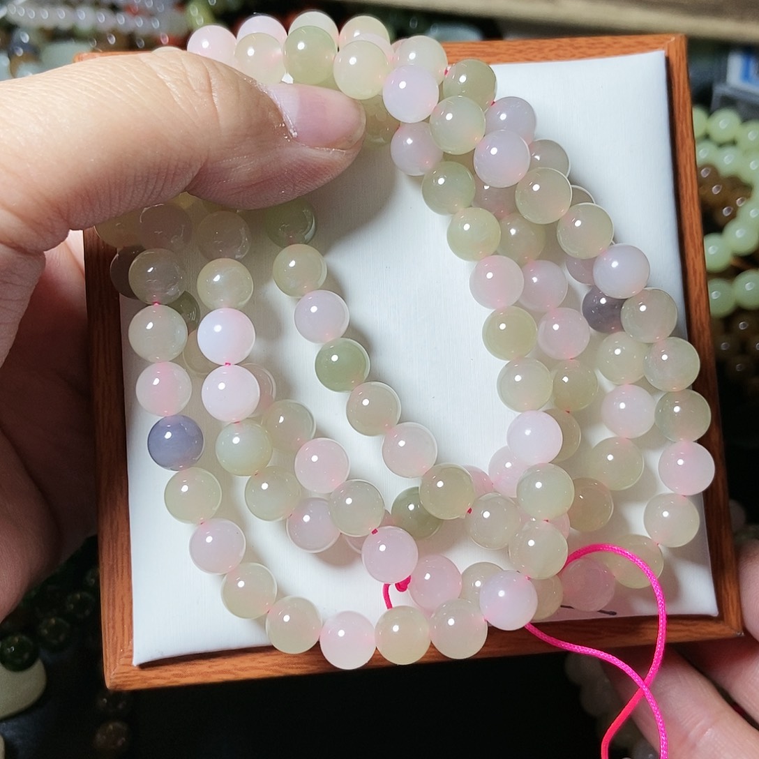 和田玉颈饰未镶嵌8mm马卡龙多宝108颗