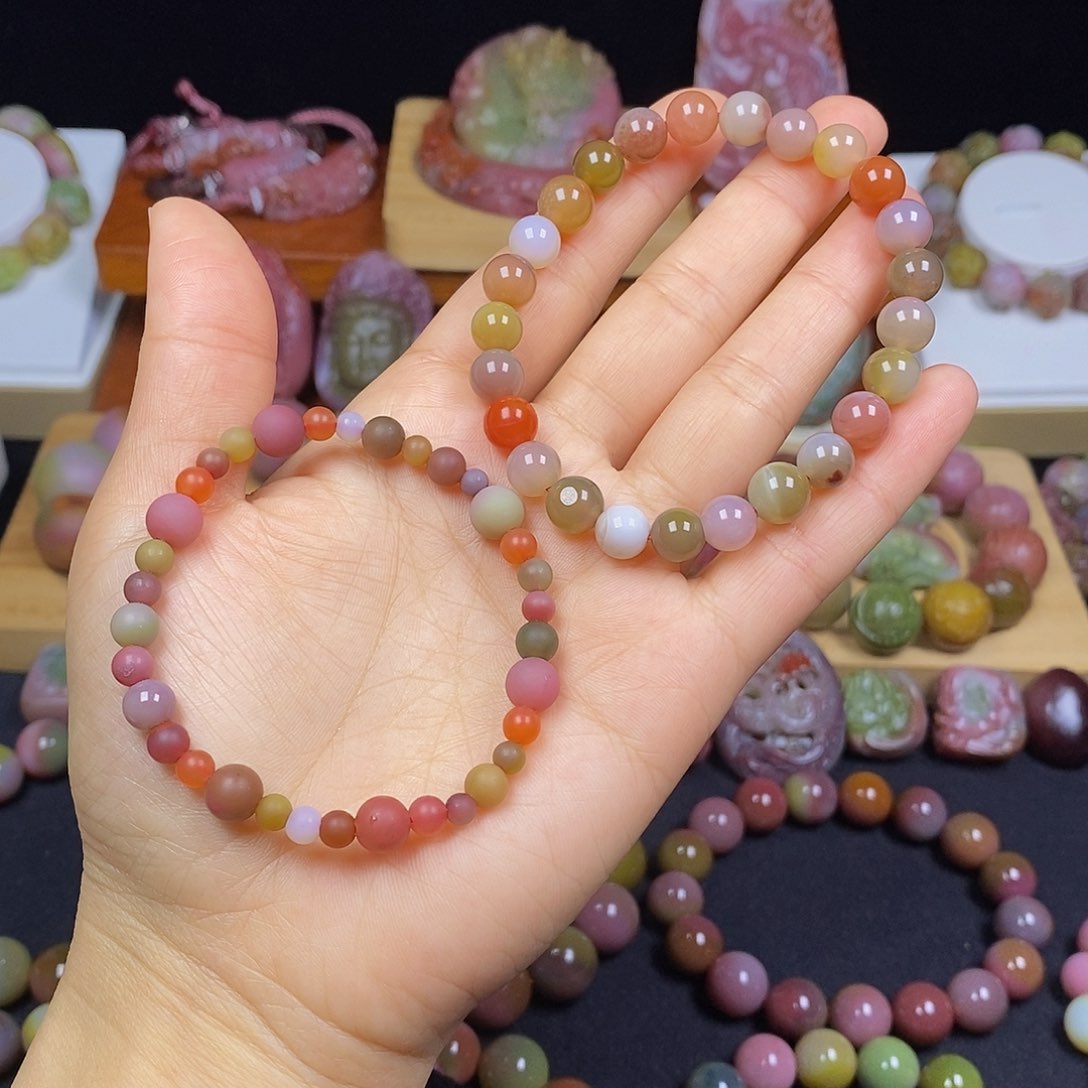 玛瑙/玉髓盐源玛瑙大漏大炸未镶嵌?****?原矿手工珠送手链