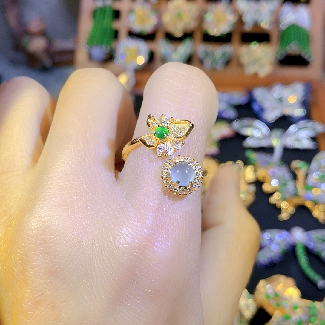 吊坠(不含链)银S925镶嵌翡翠