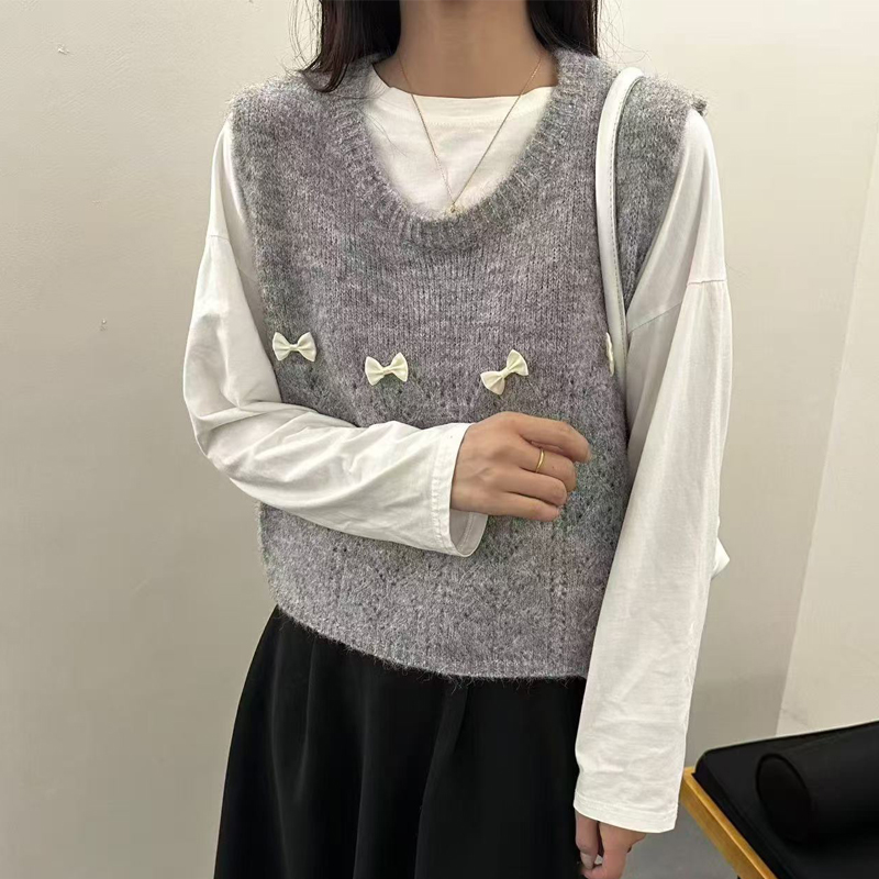 【衣朵设计】圆领针织马甲2025新款宽松叠穿无袖坎肩背心