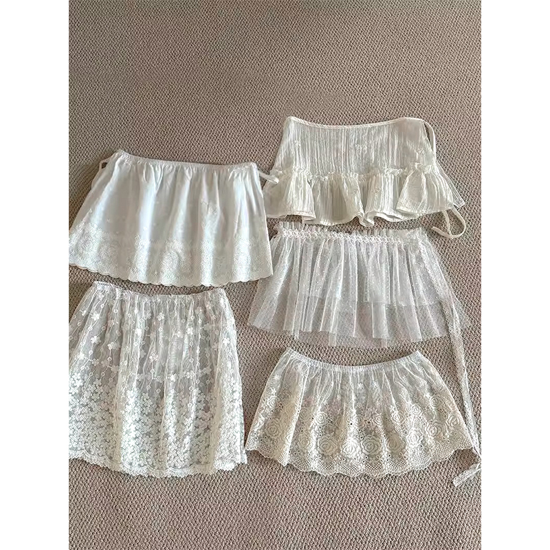 FOPJ夏季新款芭蕾风网纱绑带屁帘半身裙女洋气叠穿时尚腰封短裙潮