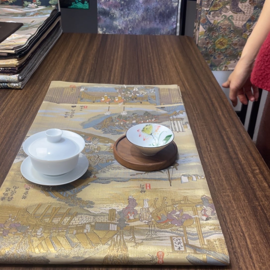 织绣33 唐锦西阵织桌旗茶旗