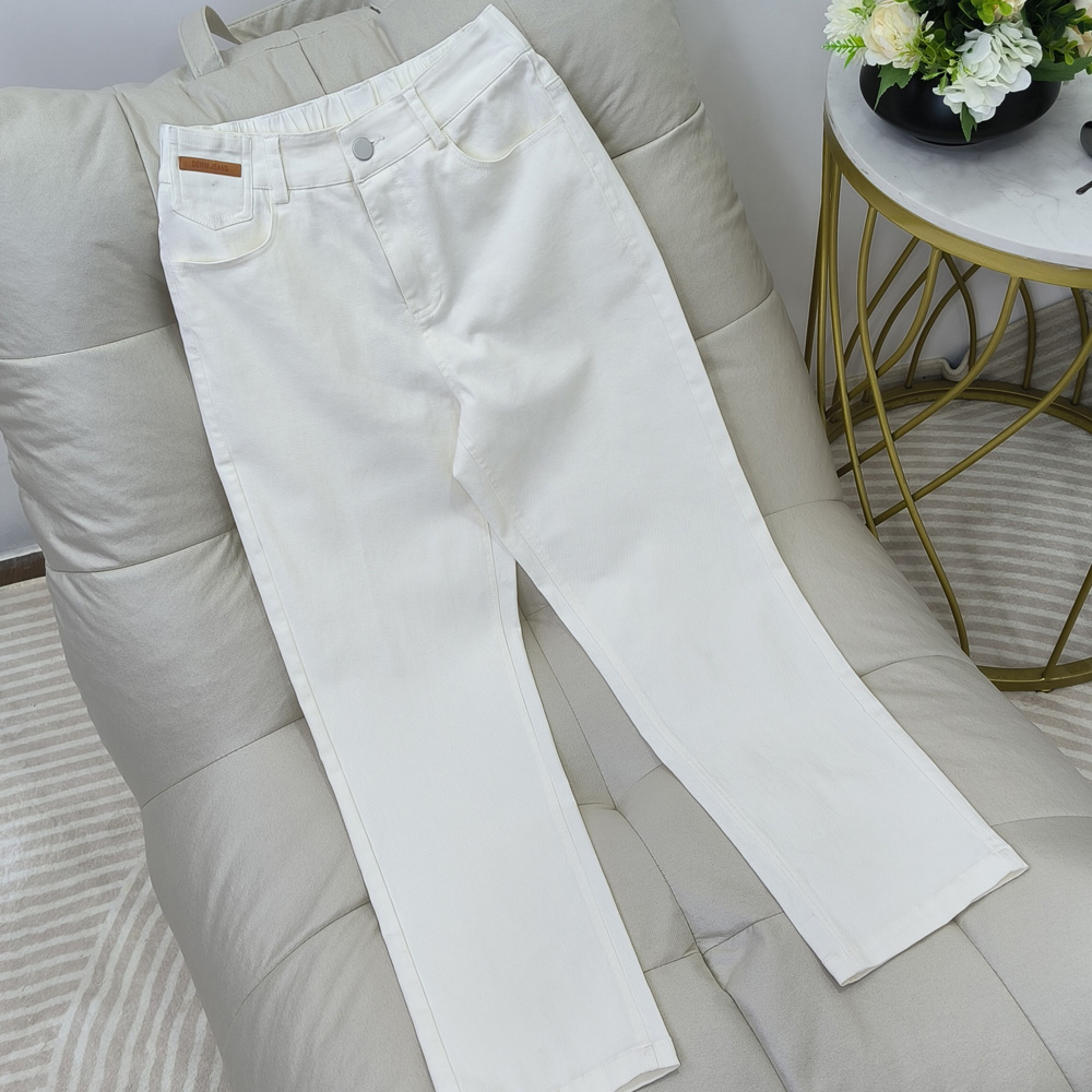 028B刺绣款三防休闲裤透气防油防污防水高腰烟管裤百搭显瘦直筒裤