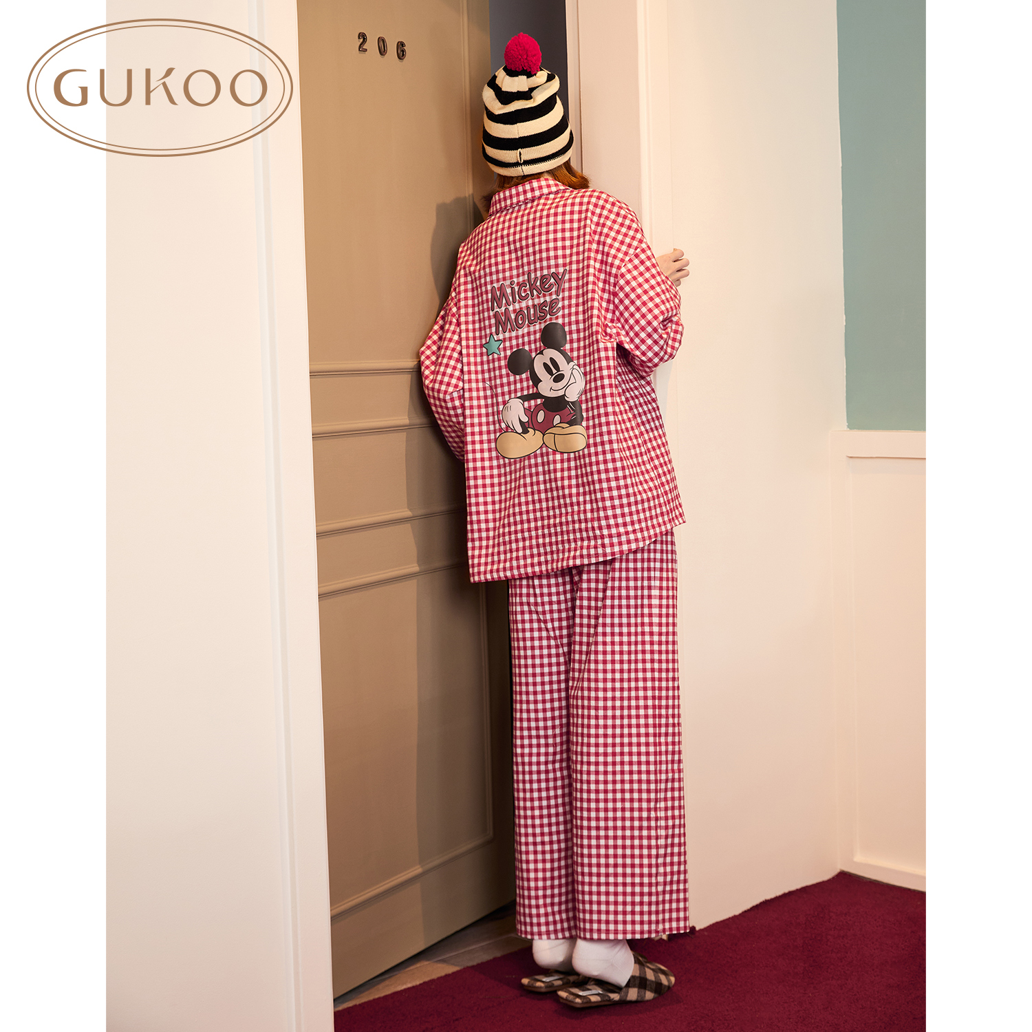 Gukoo/果壳春秋新款迪士尼联名可爱卡通纯棉可外穿家居服套装