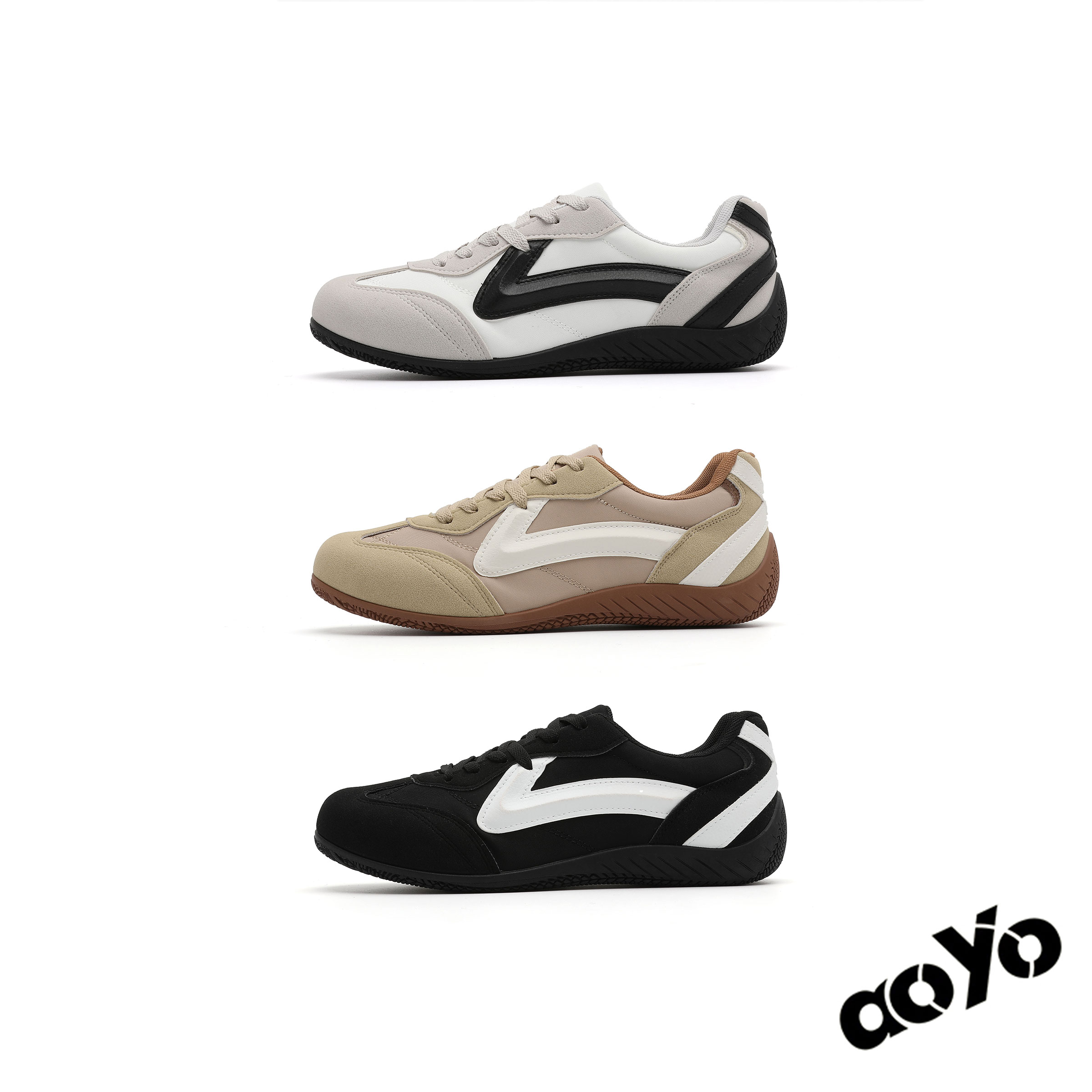 aoyo潮流赛车鞋2025秋冬新款复古透气情侣德训鞋薄底运动休闲鞋子