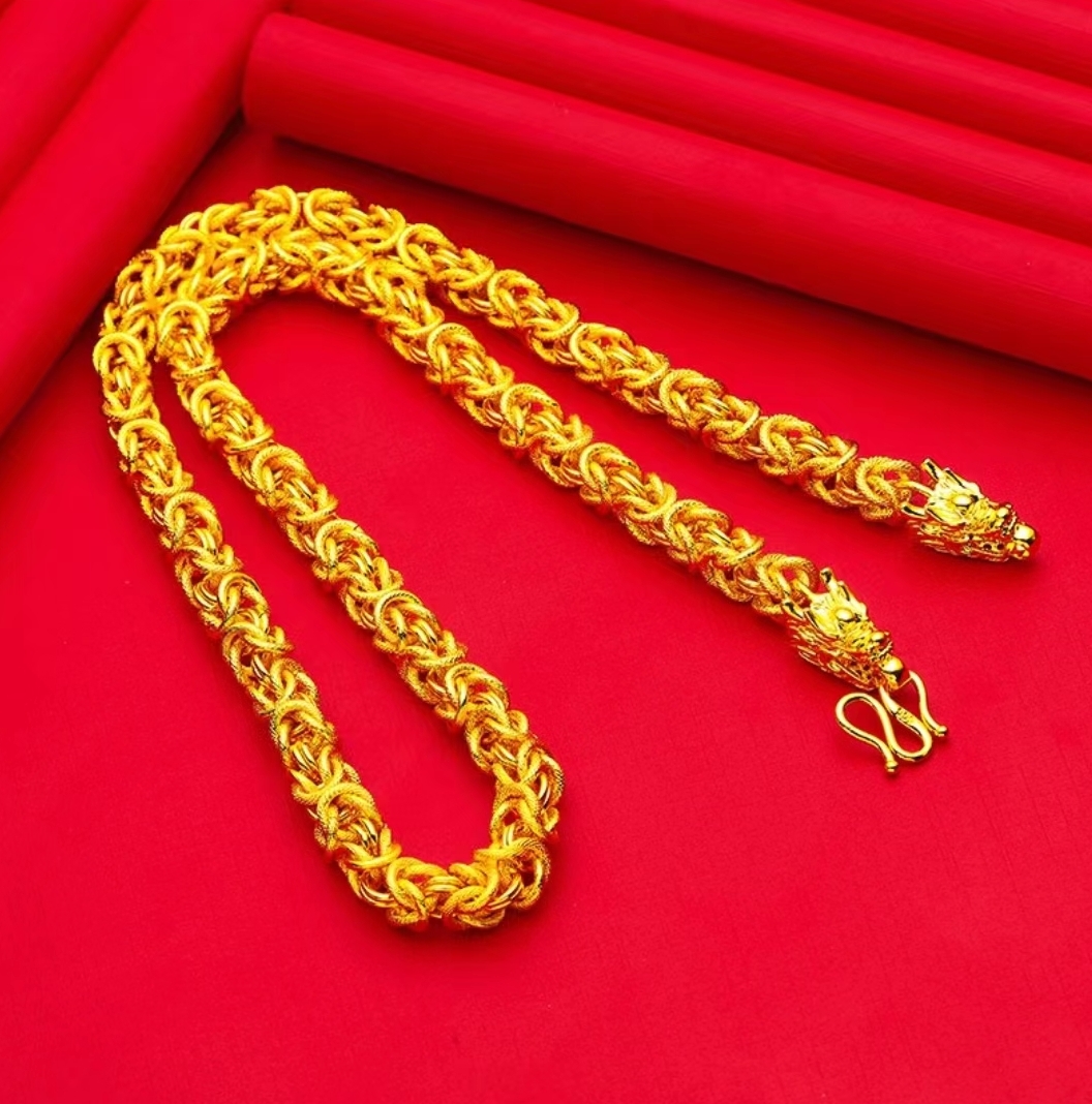 合金项链 2025新款男士霸气龙骨项链时尚百搭经典男款潮流金色