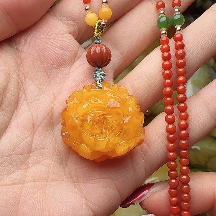 琥珀未镶嵌手链吊坠