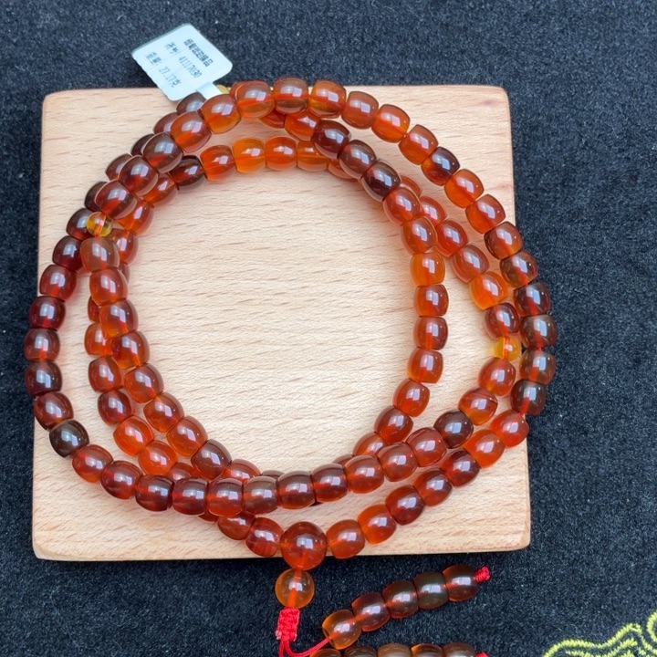 琥珀未镶嵌珠宝奇石7mm橘红蜜直切108