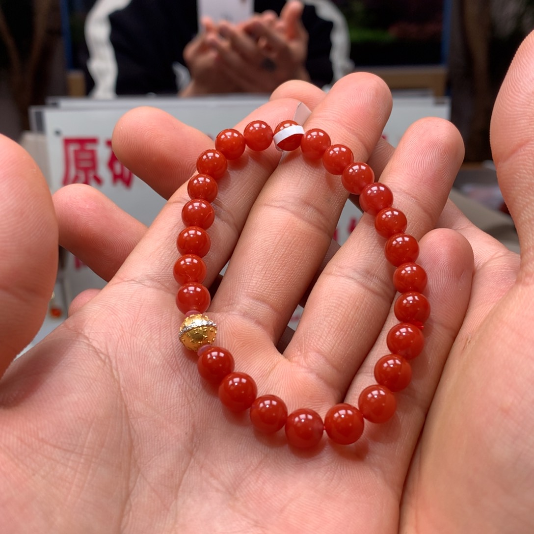 南红玛瑙官坡锦红单圈6㎜未镶嵌241127-325