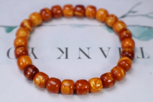 【青希珠宝】天然琥珀蜜蜡老花蜡老型手串尺寸8.5mm百搭素圈单圈