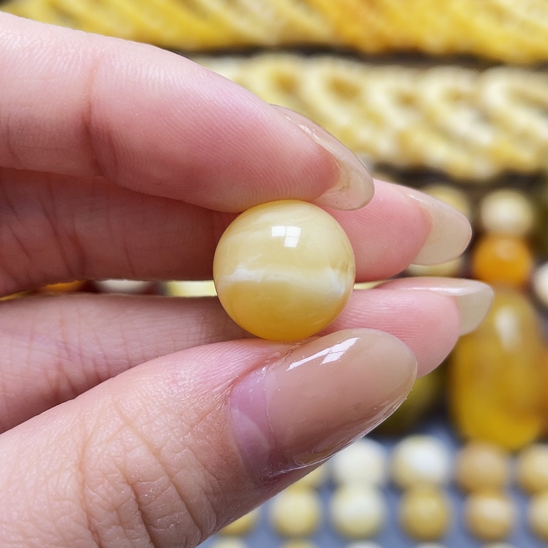 未镶嵌琥珀裸石林*哥蜜蜡圆珠14mm