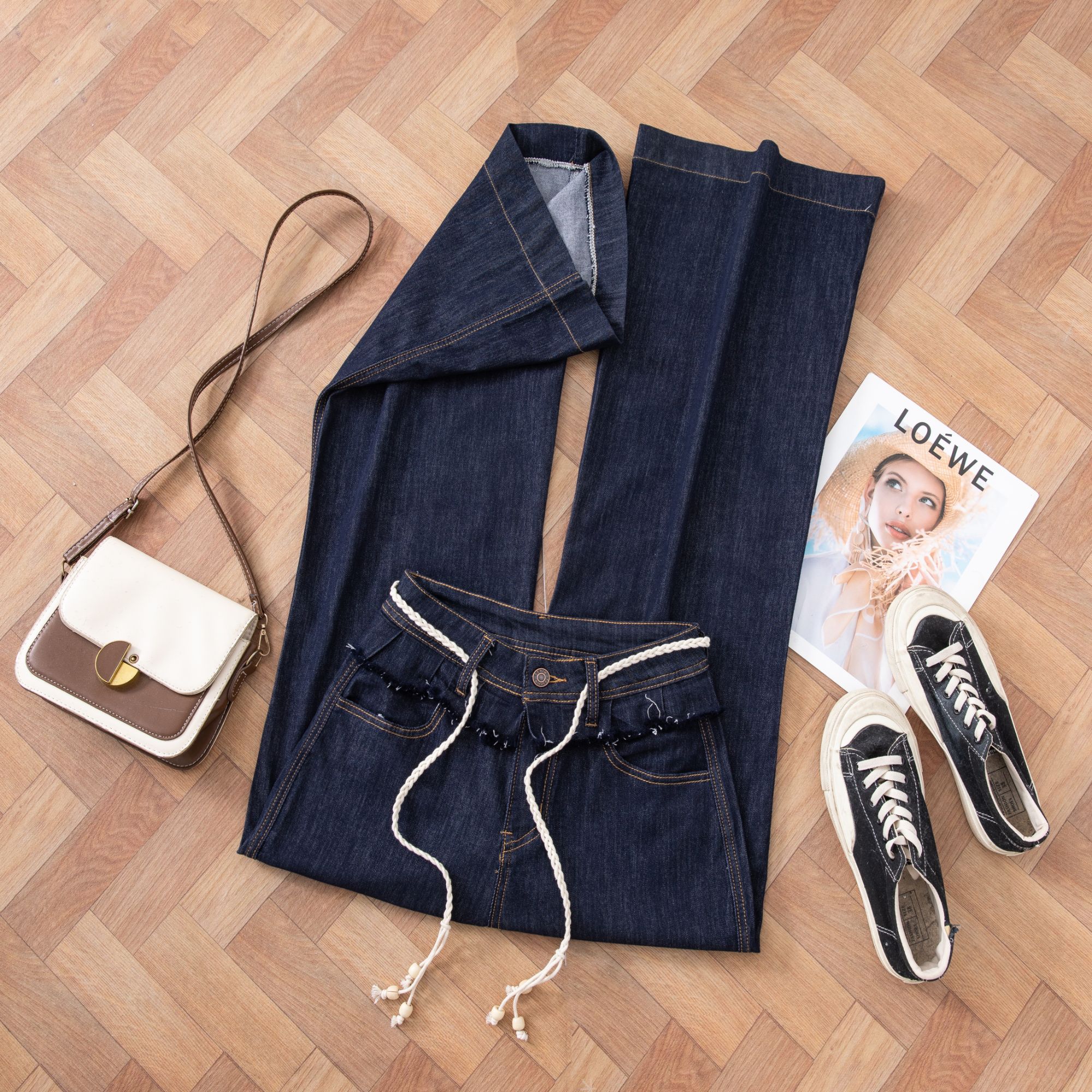 【夏季薄款】高品质丹宁蓝显高显瘦时尚百搭防褪色不贴腿牛仔裤9576