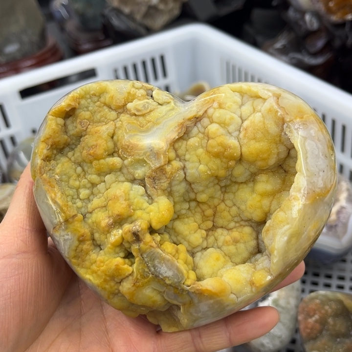 未镶嵌珠宝半成品水晶黄软大爱心