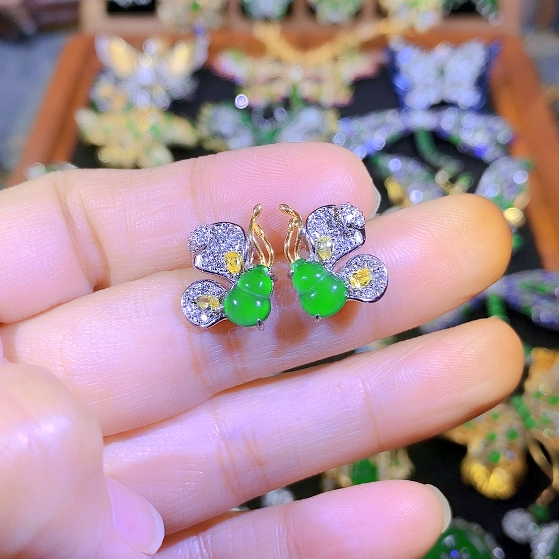 吊坠(不含链)银S925镶嵌翡翠