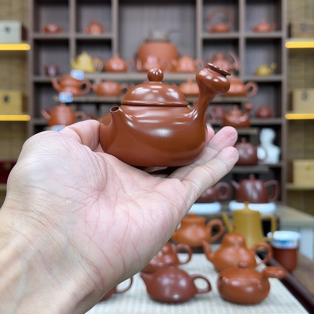 紫砂茶壶潮州手拉壶侧把芙蓉130cc