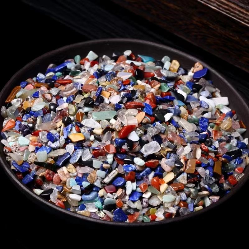七彩沙石水晶供曼扎盘装藏天然七彩石碎石