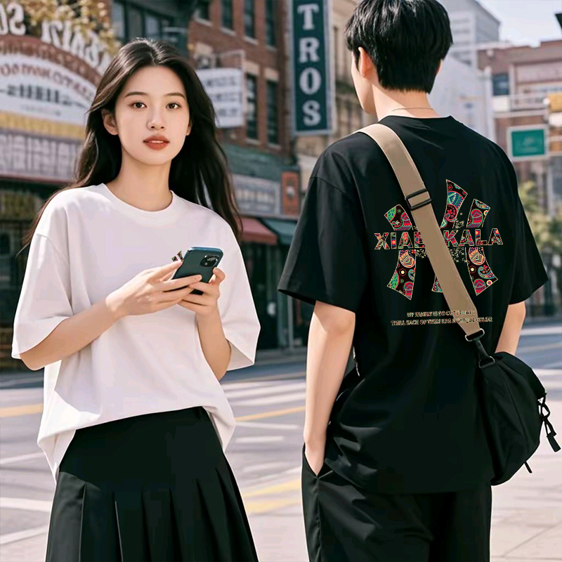 204潮牌联名款潮牌T恤男女同款时尚百搭圆领印花t恤短袖前后大Y