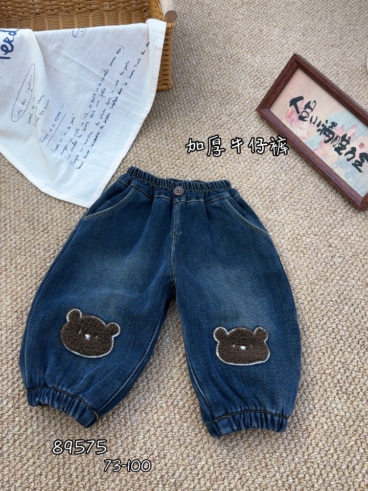 波妞波仔-【89575】加绒加厚牛仔裤
