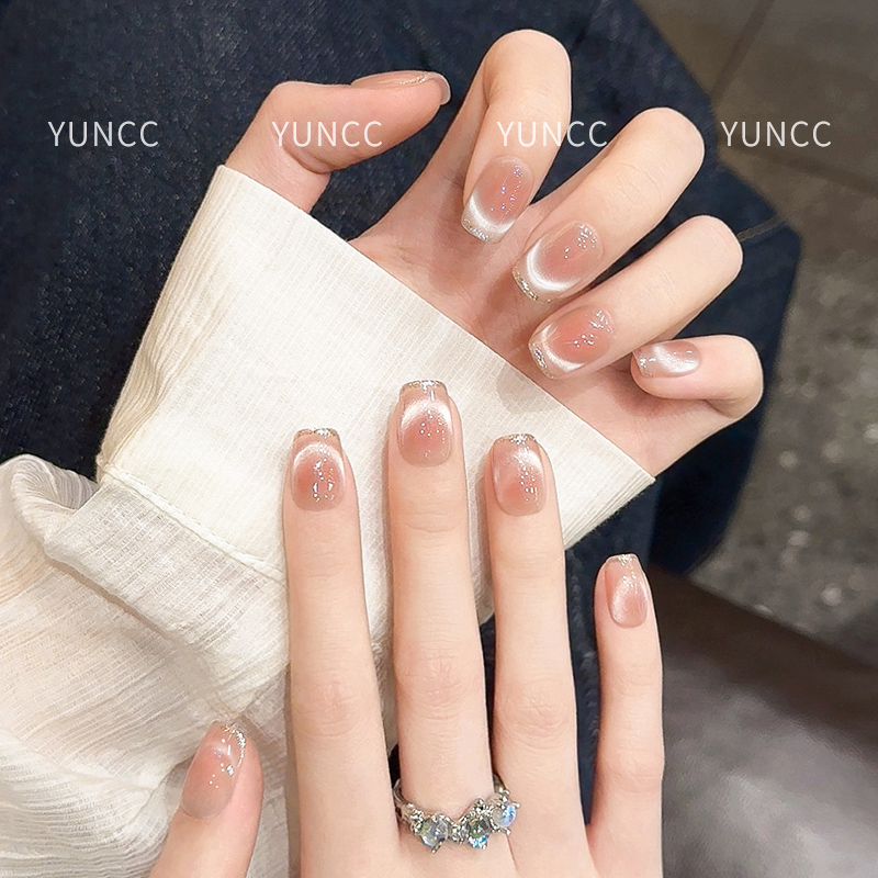 【指尖银河】纯手工定制穿戴甲腮红猫眼法式显白春夏美甲贴片氛围感