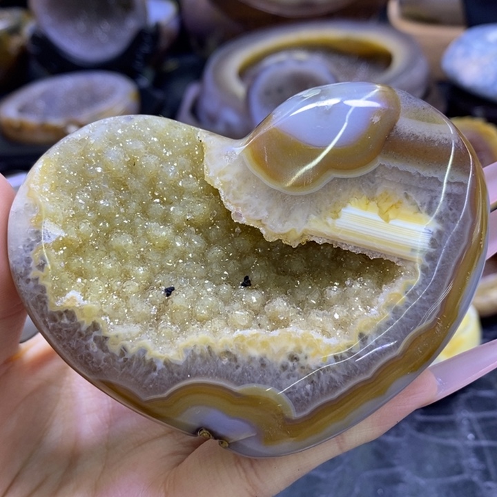 未镶嵌珠宝半成品紫晶黄啵啵爱心