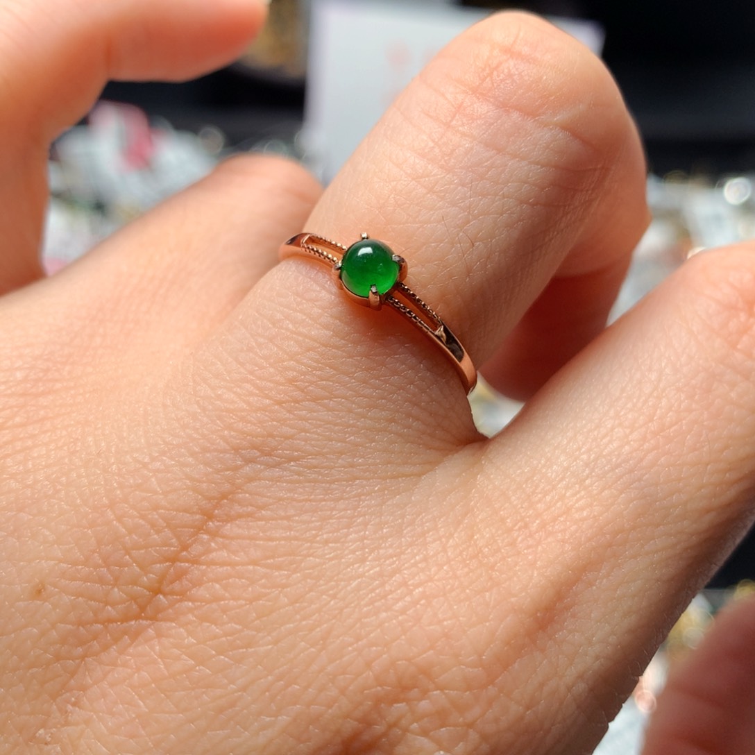 翡翠戒指银S925镶嵌戒指