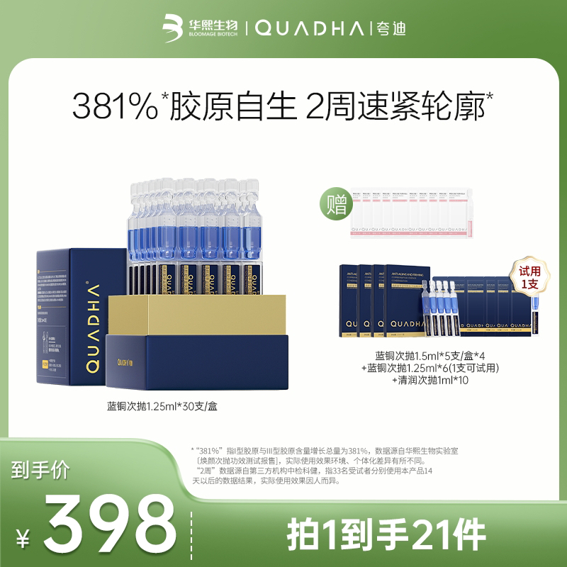 【主播推荐】夸迪焕颜凝萃蓝铜胜肽次抛精华液1.25ml*30支蓝抛