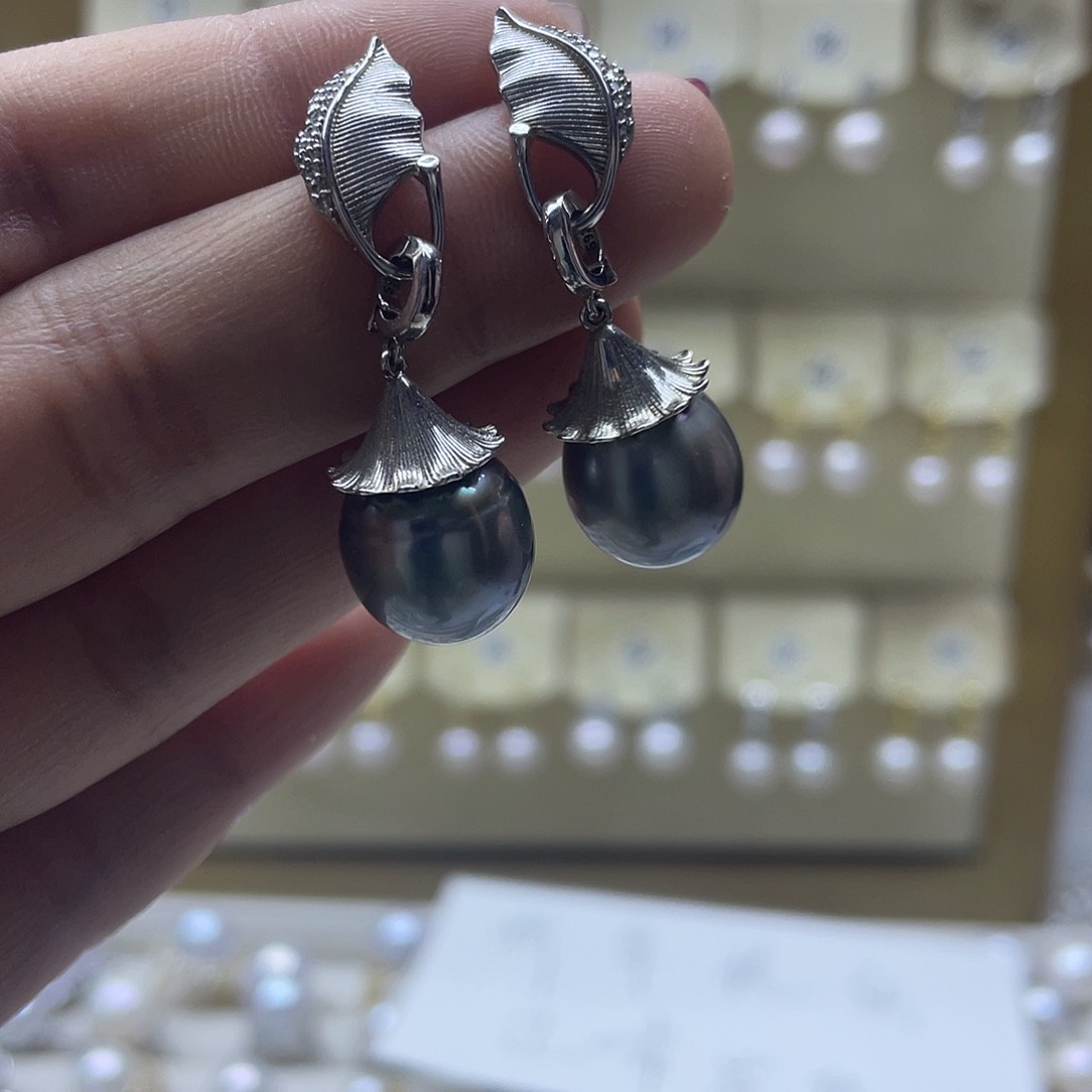 海水珍珠耳饰银S925镶嵌