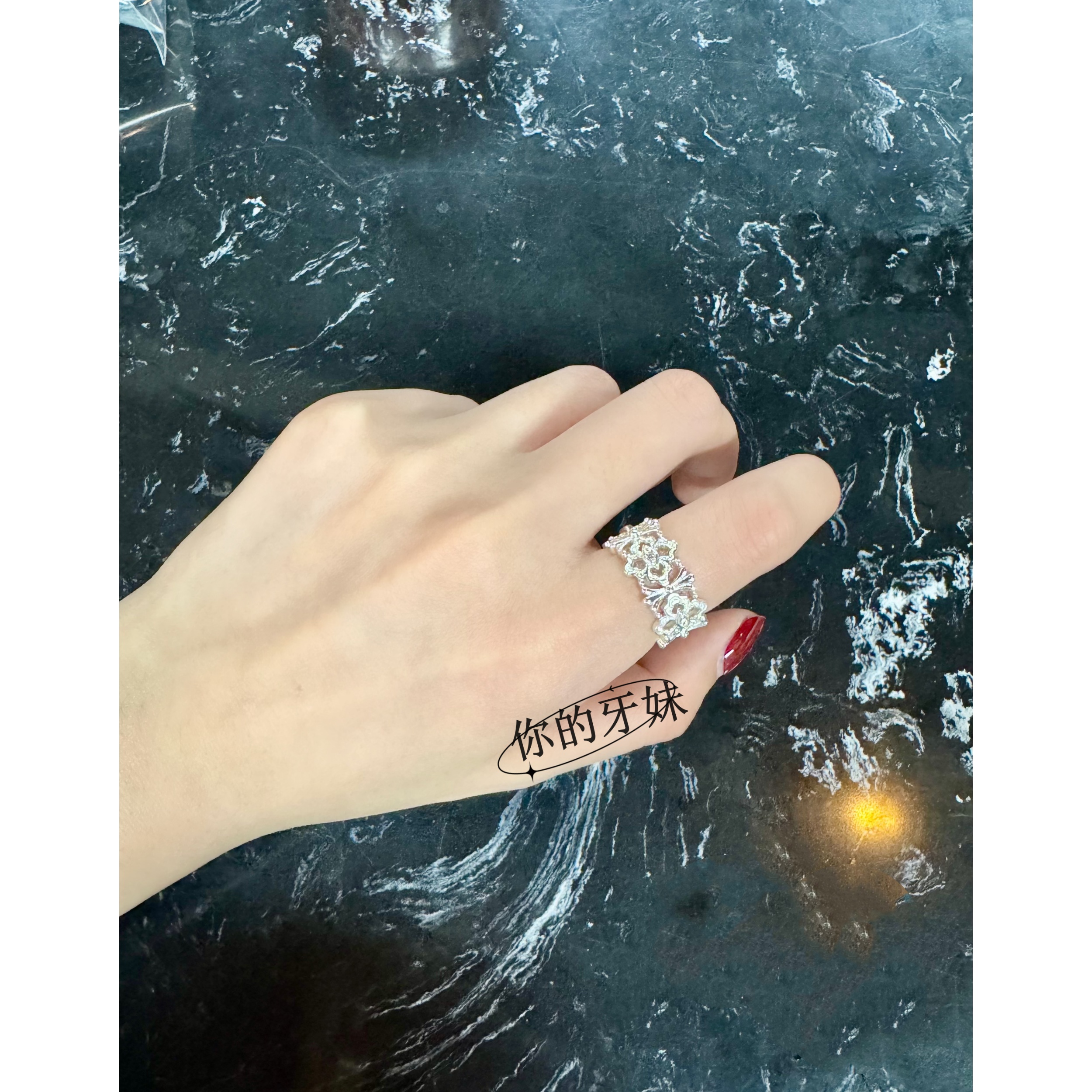 铜合金戒指 四叶十字戒指JZ081时尚设计感个性气质精致ins