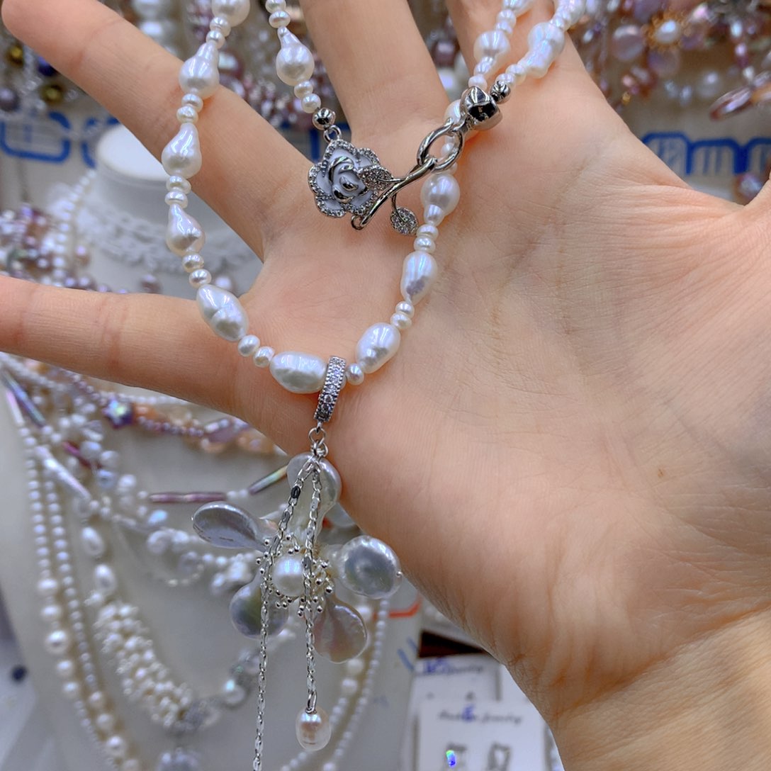 淡水珍珠耳饰银S925镶嵌小*芽