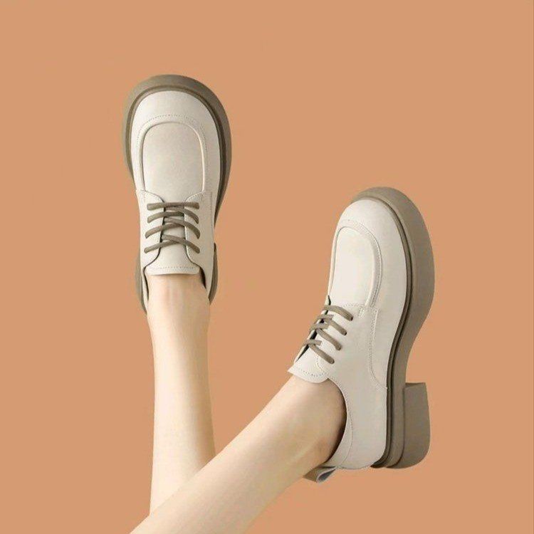 软皮法式厚底增高粗跟上班小皮鞋女2025新款春季单鞋英伦风乐福鞋