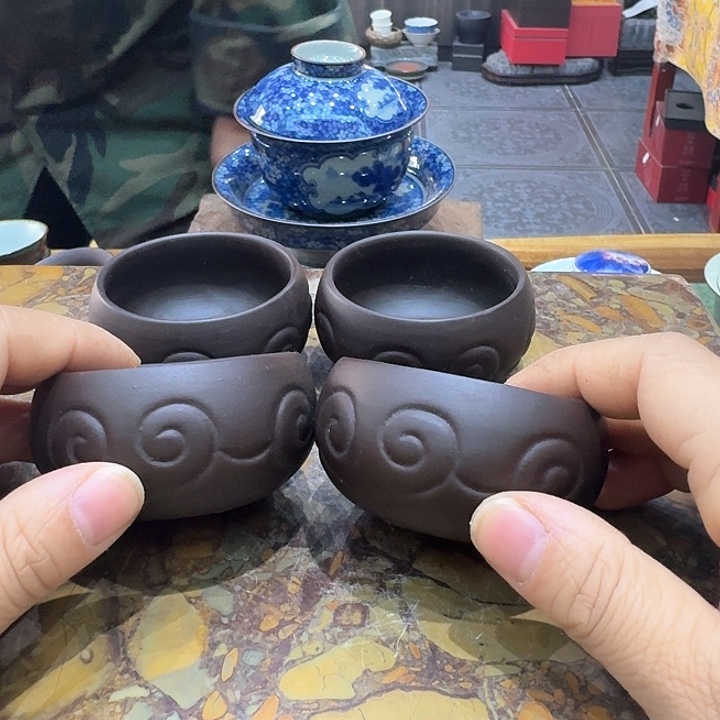 陶烧如意杯一组。。。品茗