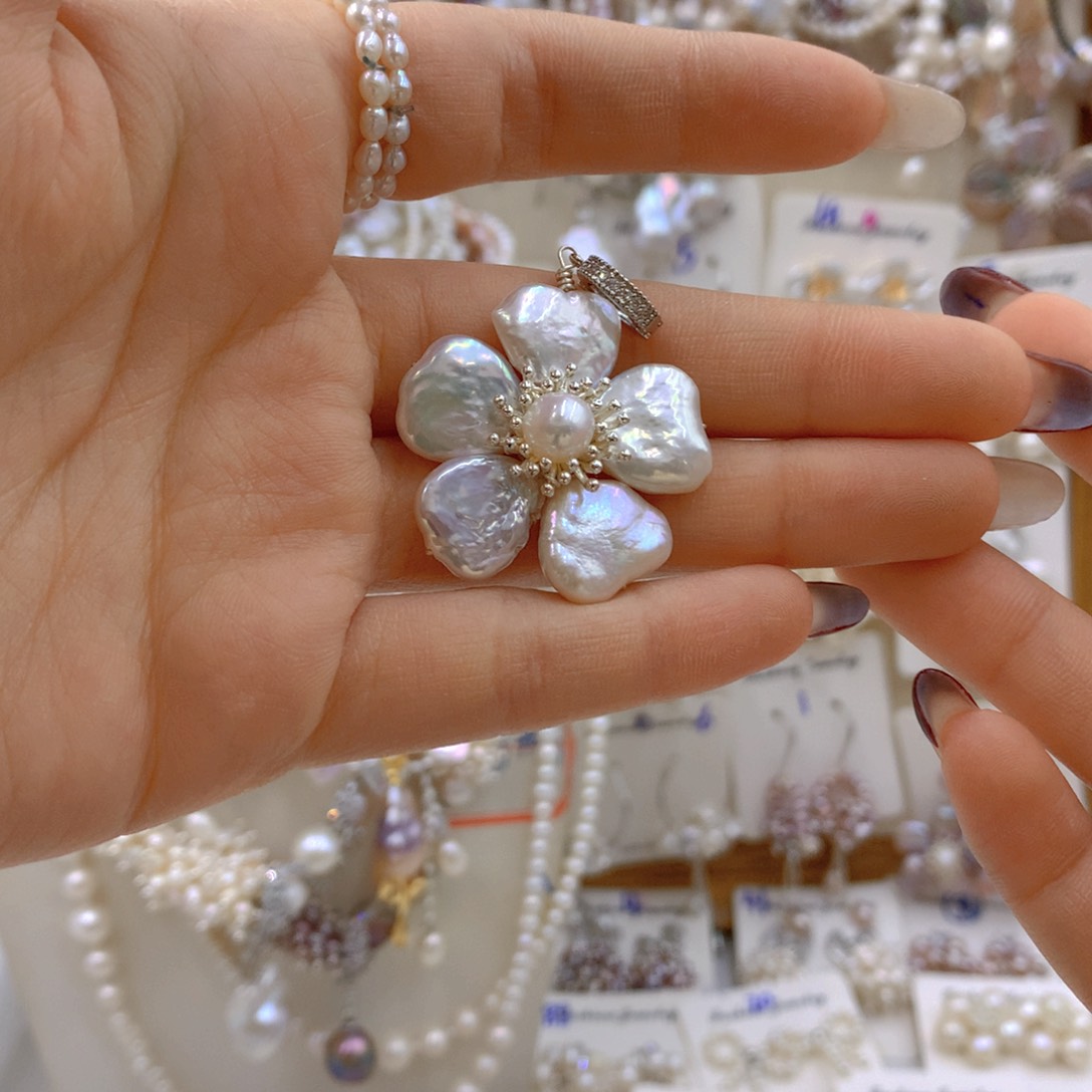 淡水珍珠耳饰合金