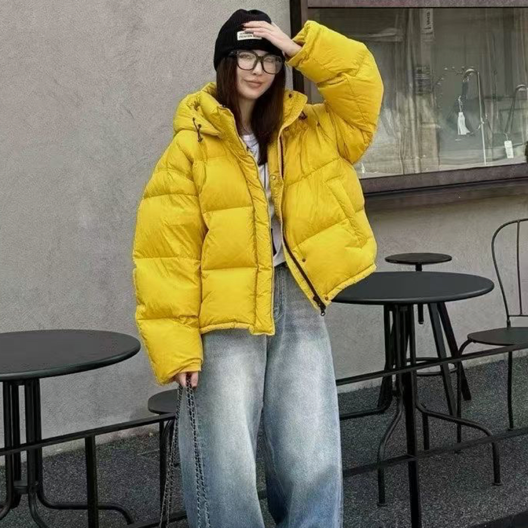 糖果色面包连帽休闲羽绒服