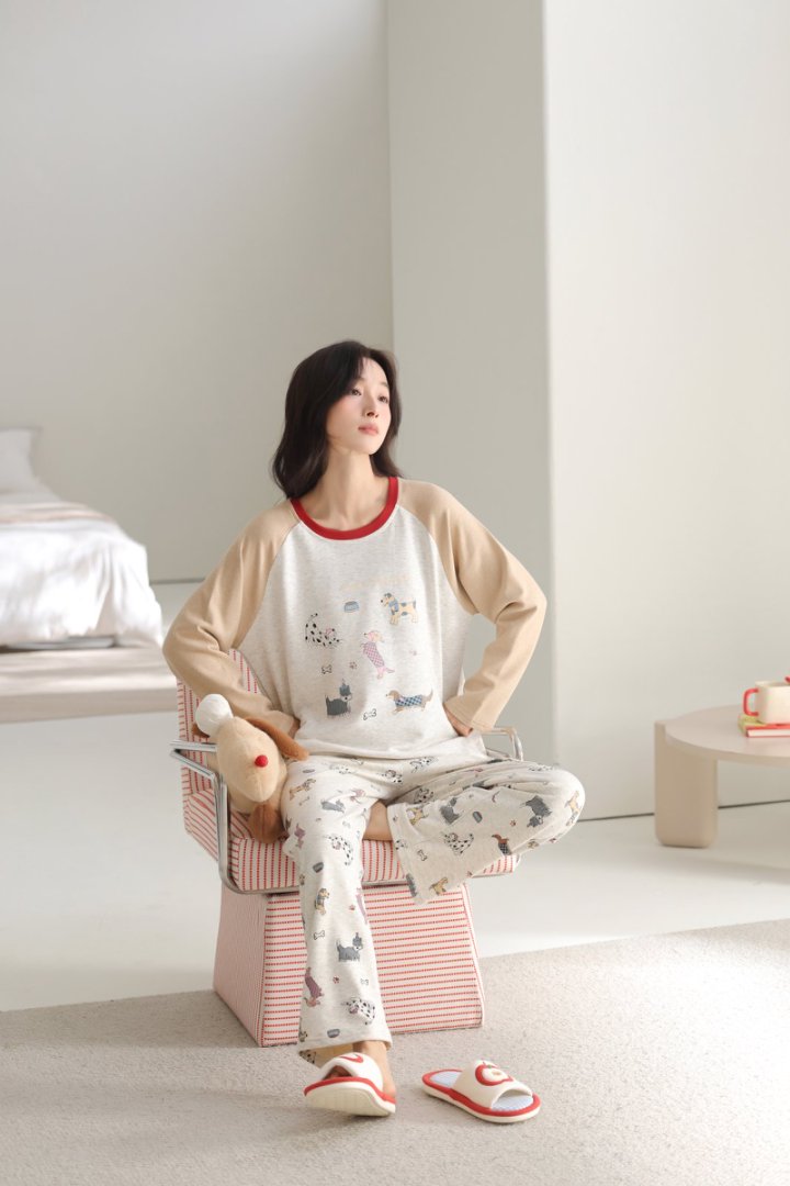 H6317冬款保暖加厚棉绒女士长袖长裤睡衣家居服HM