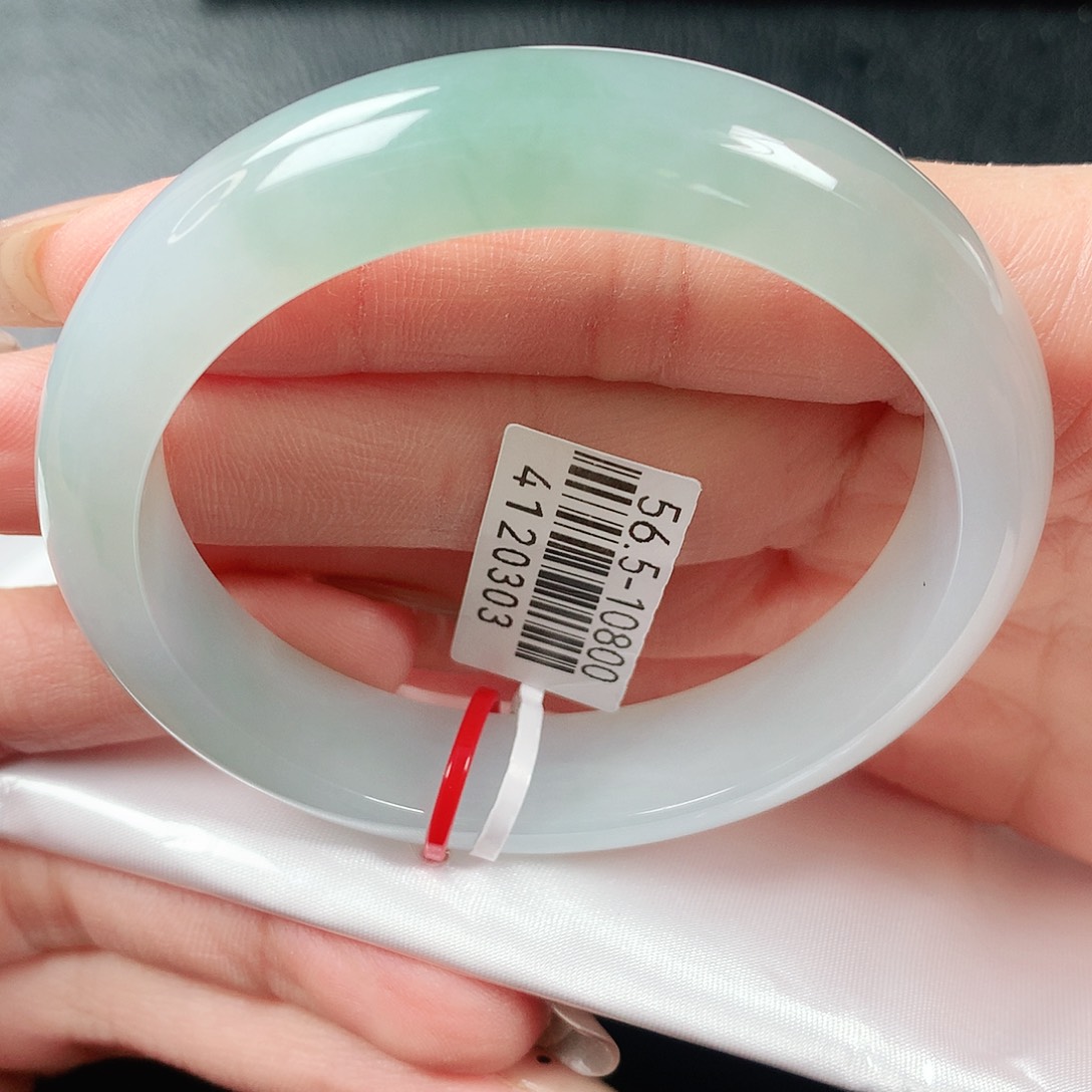 翡翠手镯未镶嵌冰胶半山水正圈56圈口 2号