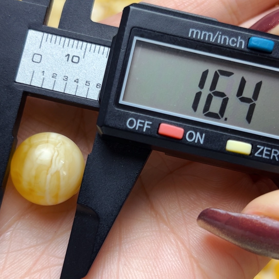 蜜蜡裸石未镶嵌16.4mm单珠