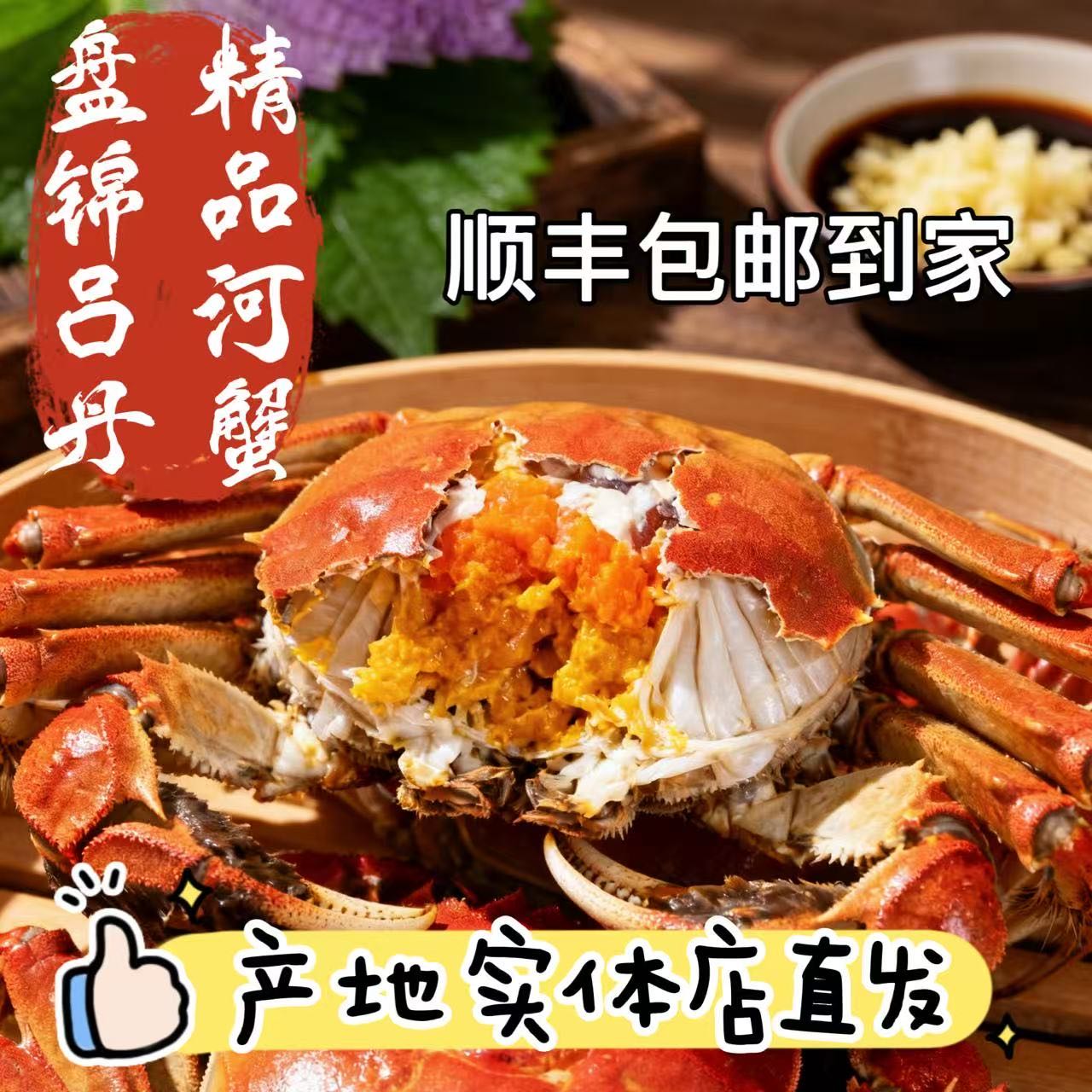 【活蟹】盘锦河蟹1.3~1.6两母蟹3斤，送2斤1~1.3两公蟹共5斤