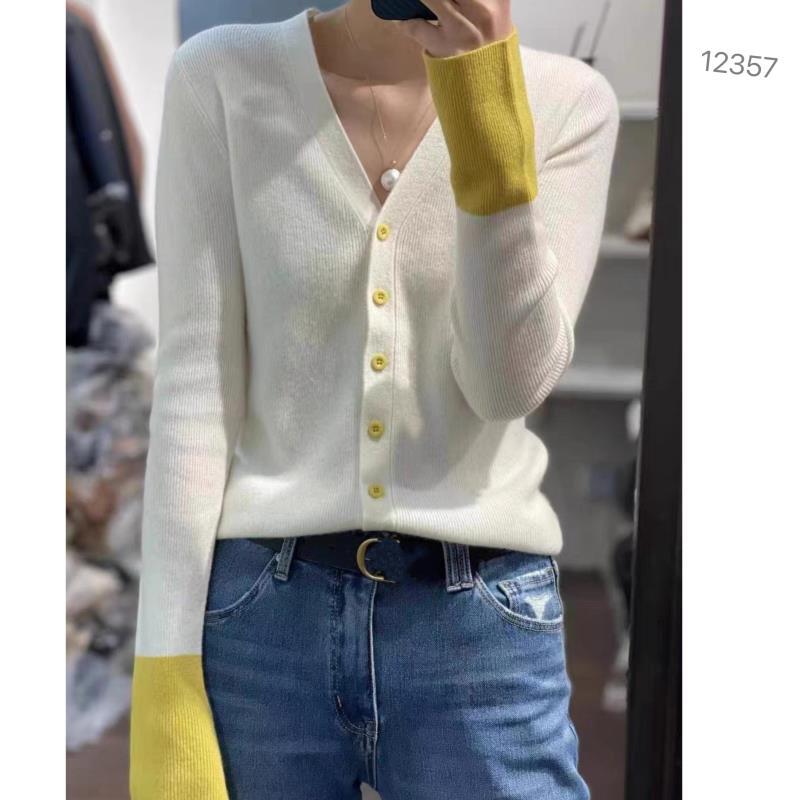 12357 （部分无水洗唛，介意慎拍）SANFAN新款袖子拼色开衫