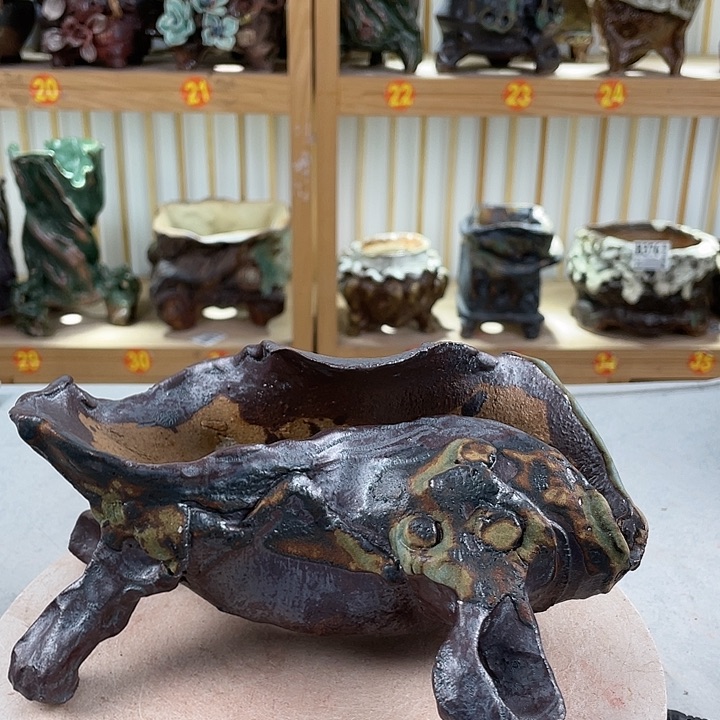 紫砂花盆景德镇陶瓷手工花盆