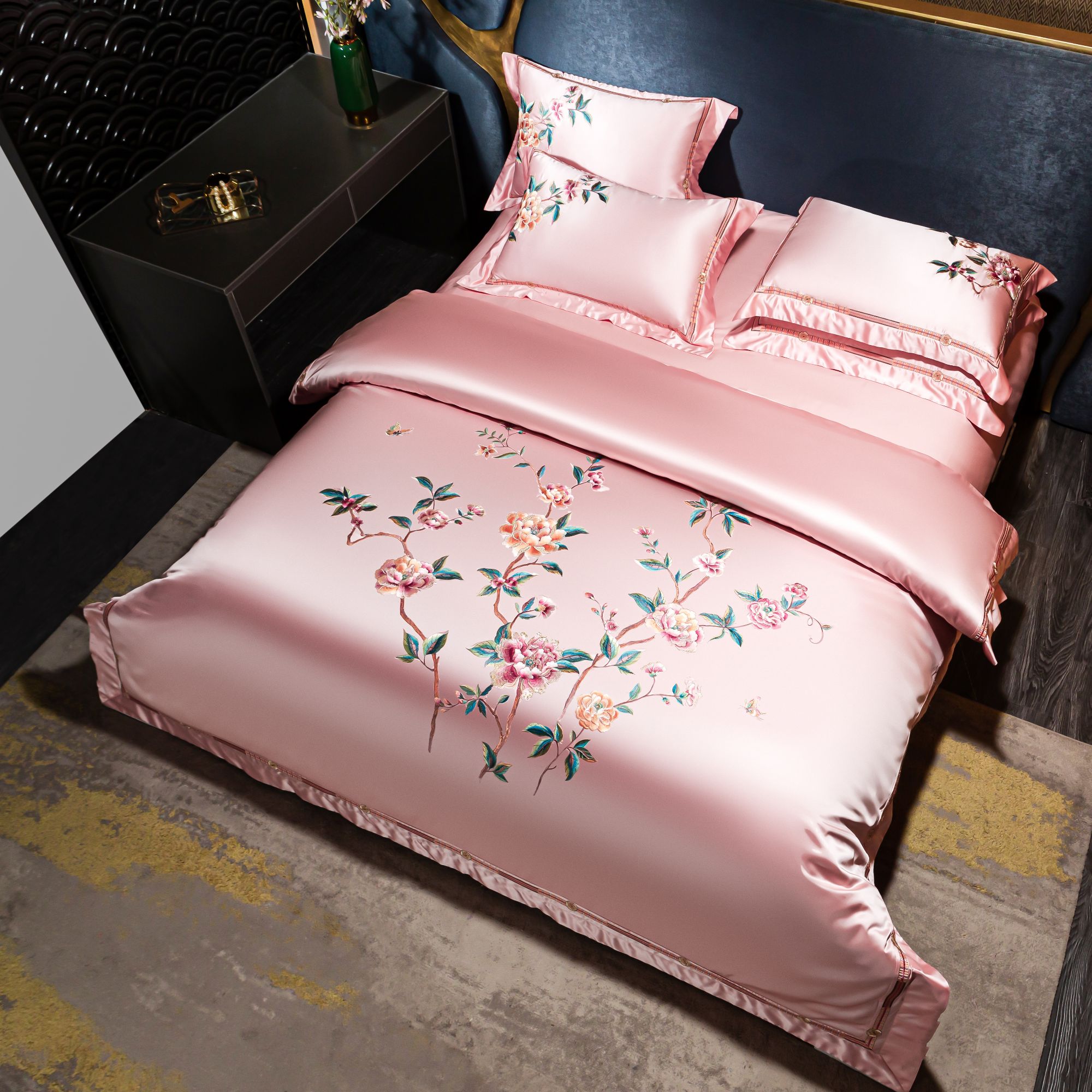 BOYUE博越（繁花似锦）设计师花卉刺绣床上用品四件套床单款床盖款