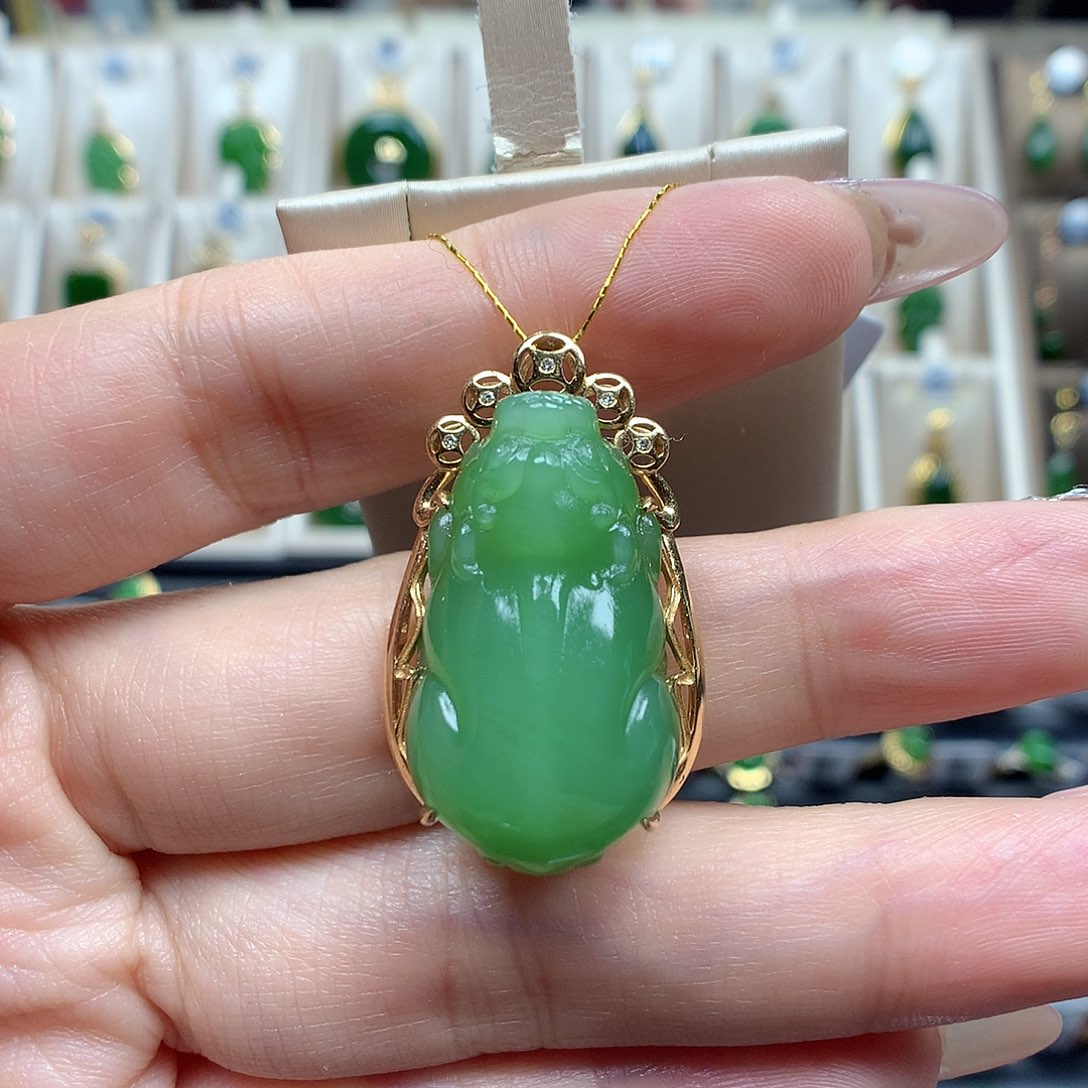 和田玉颈饰18K金镶嵌1627