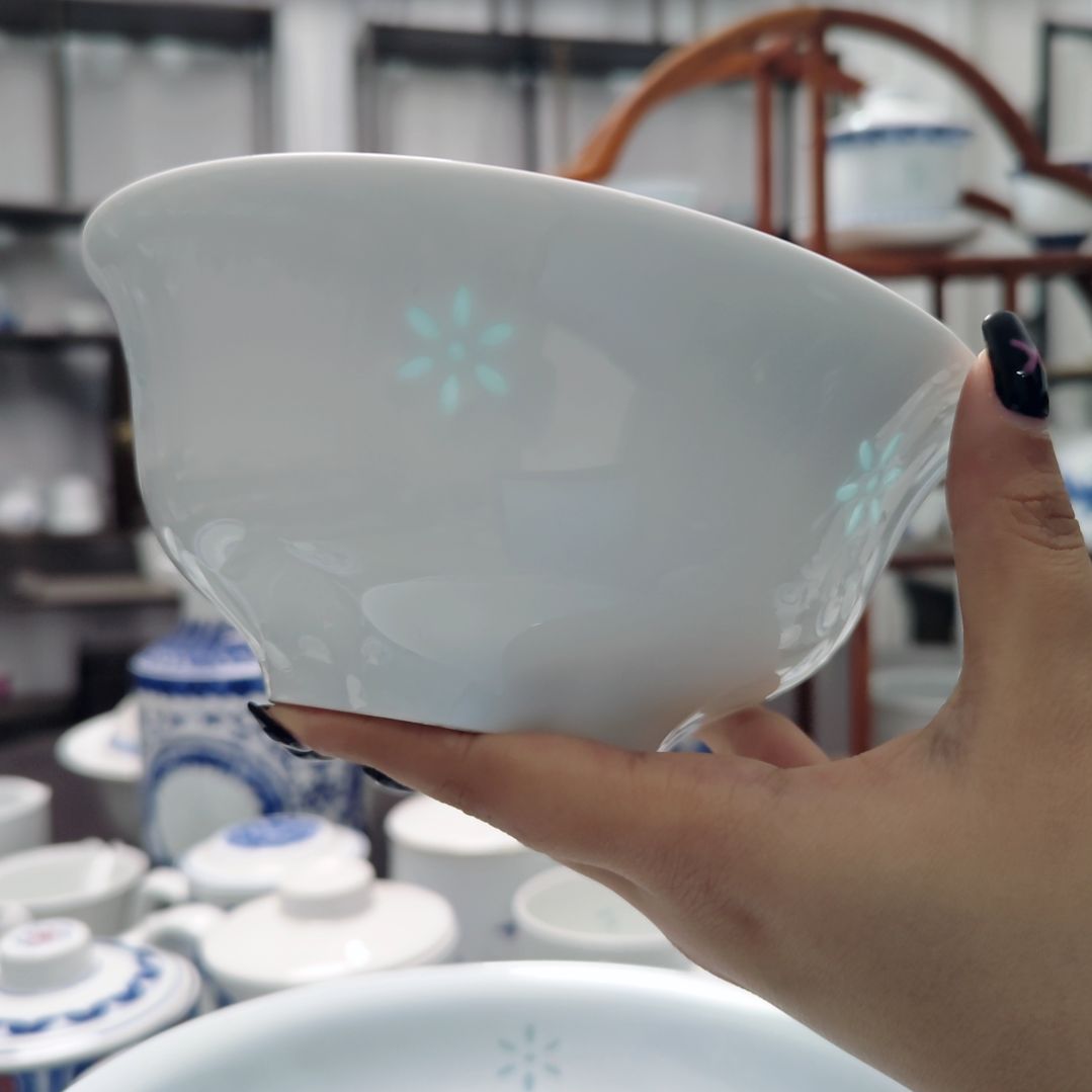 陶瓷碧玉花语6寸面碗两只装