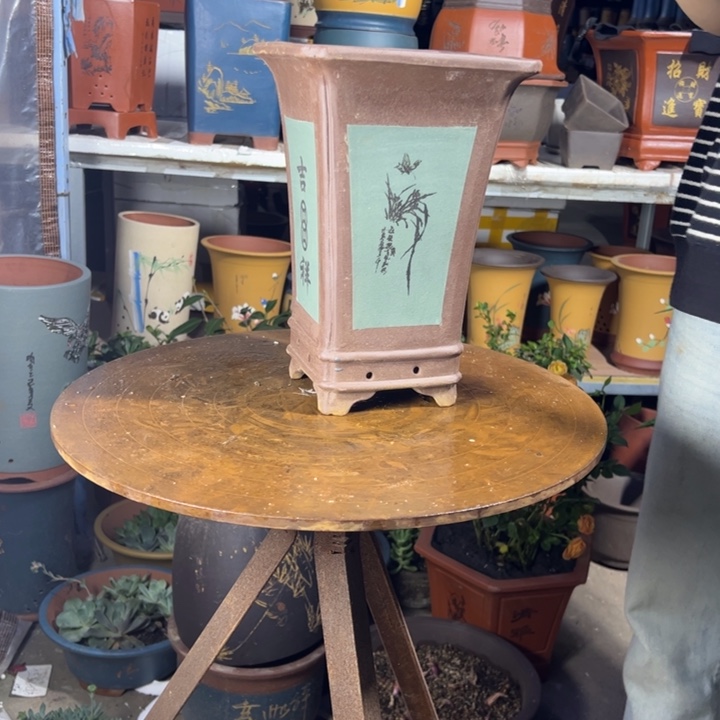 宜兴紫砂花盆19绿四方