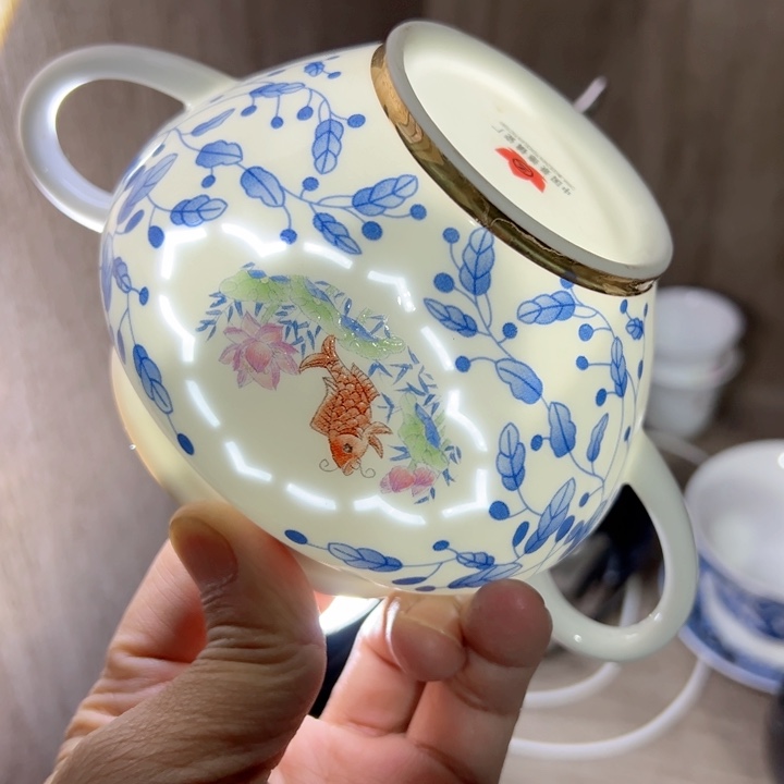 盘红叶双耳糖罐一个