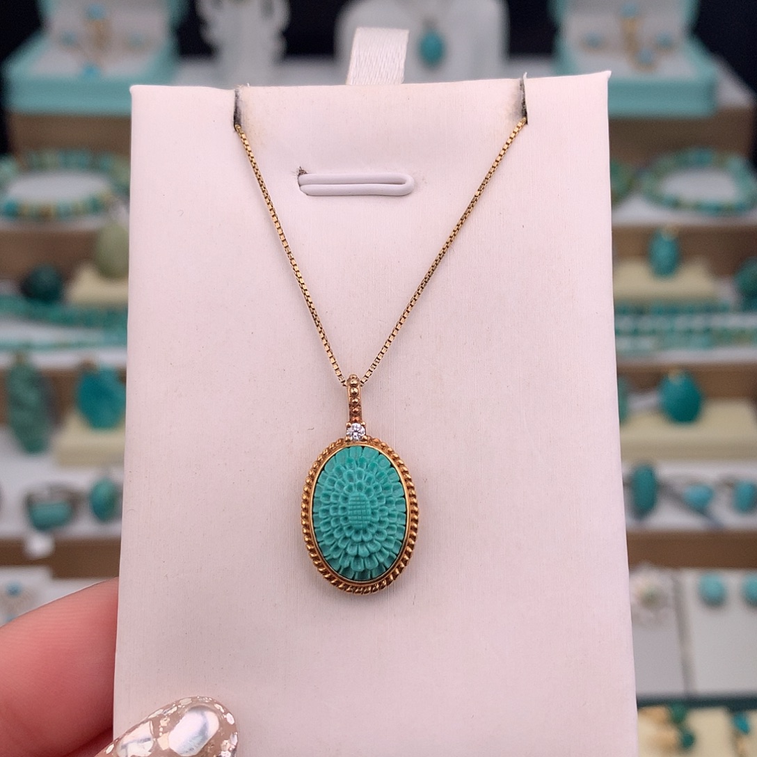 绿松石18K金镶嵌吊坠(不含链)