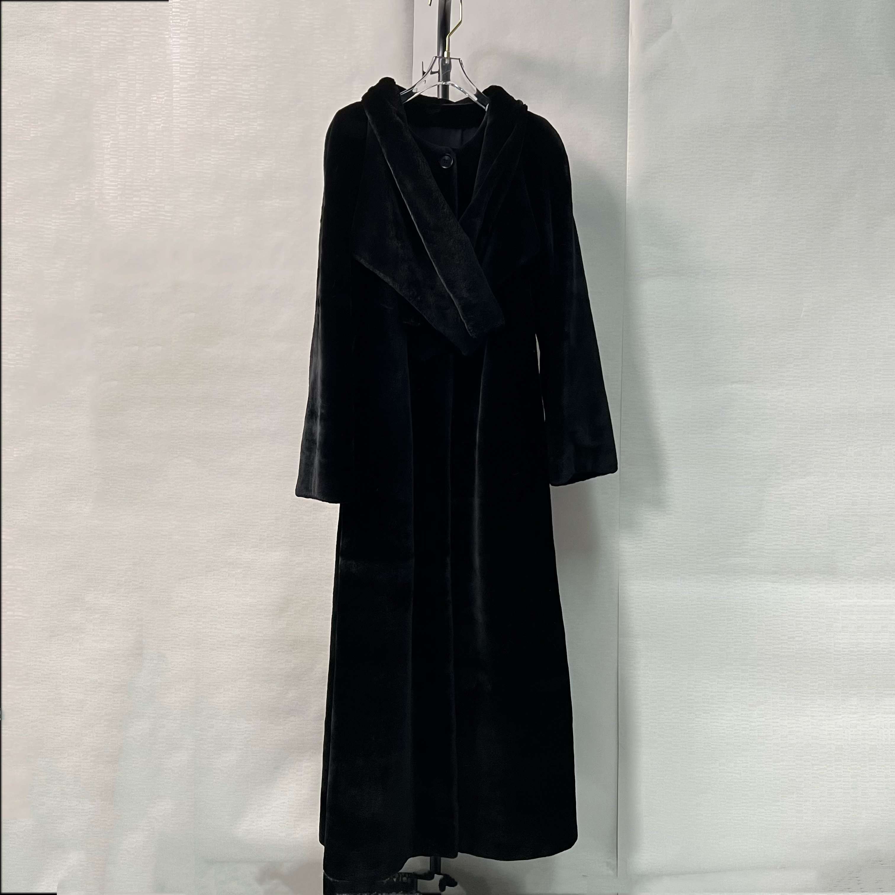 冬季限定复古老钱风交叉领气质长款毛呢外套